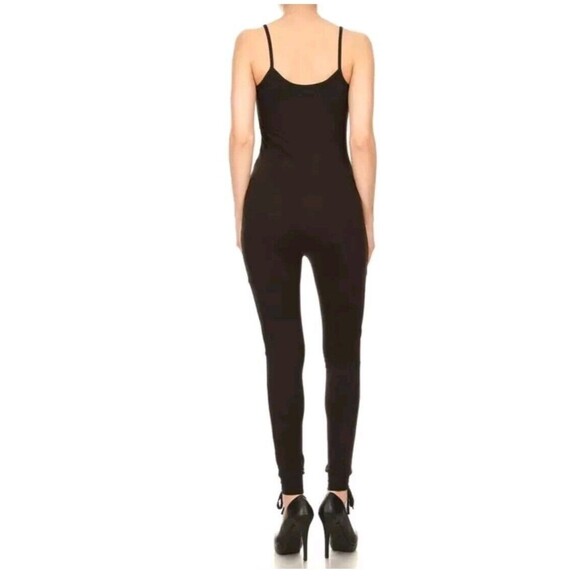 Lace-up Black Buttery Soft Tank Stretch Jumpsuit Size Large XL - Picture 5 of 5